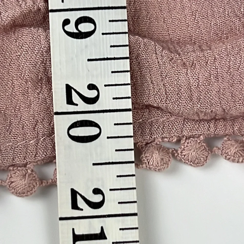Aeropostale Eyelet Trim V-Neck Rose Pink Floral Ruffle Tank Top Sz: S - Picture 8 of 9